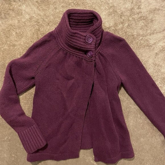 Old Navy Womens Cape Cardigan  Chunky Knit Open Sweater Purple Button Small - Picture 1 of 9